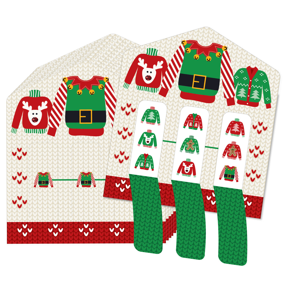Ugly Sweater - Holiday and Christmas Party Game Pickle Cards - Pull Tabs 3-in-a-Row - Set of 12