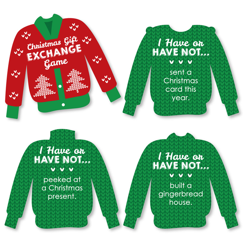 Ugly Sweater - Holiday and Christmas Party Have or Have Not Cards - Christmas Gift Exchange Game - Set of 24