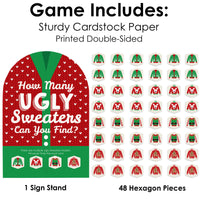 Ugly Sweater - Holiday and Christmas Party Scavenger Hunt - 1 Stand and 48 Game Pieces - Hide and Find Game