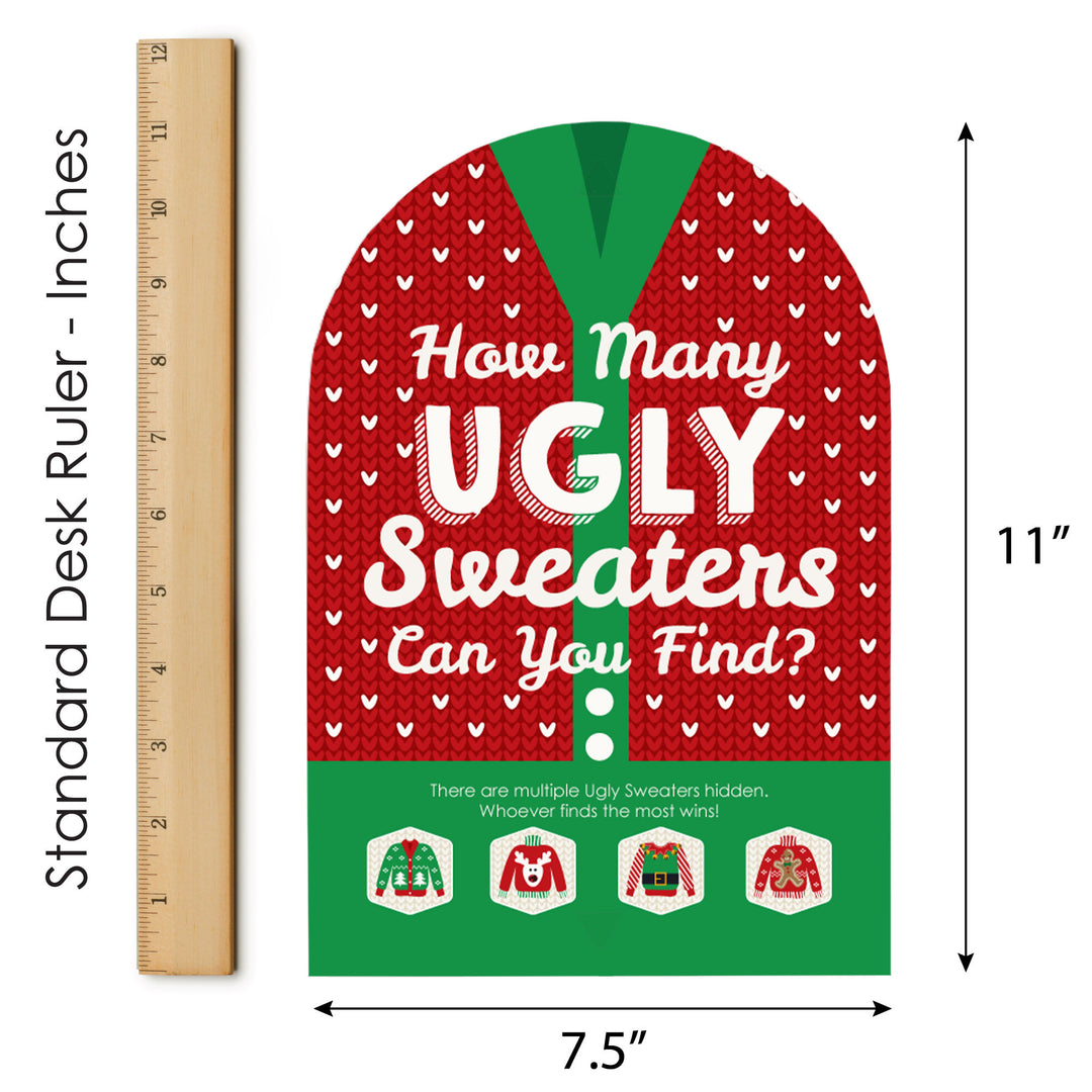 Ugly Sweater - Holiday and Christmas Party Scavenger Hunt - 1 Stand and 48 Game Pieces - Hide and Find Game