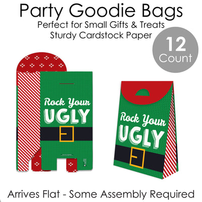 Ugly Sweater - Holiday and Christmas Gift Favor Bags - Party Goodie Boxes - Set of 12