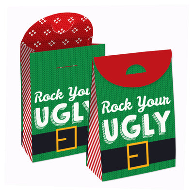 Ugly Sweater - Holiday and Christmas Gift Favor Bags - Party Goodie Boxes - Set of 12