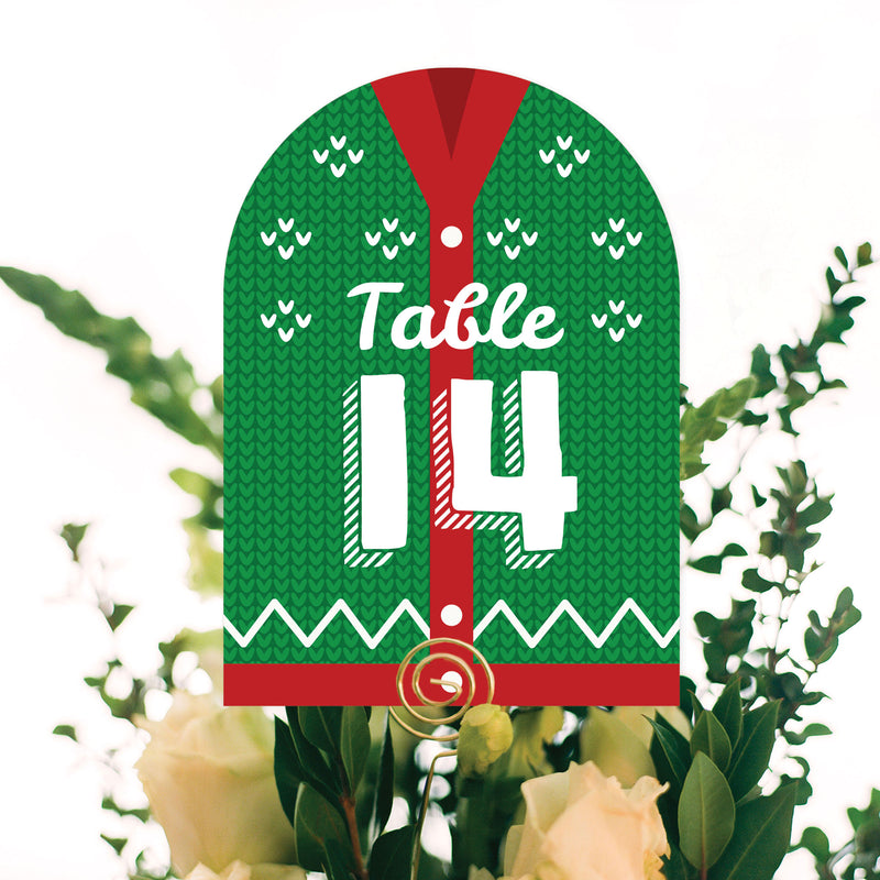 Ugly Sweater - Holiday and Christmas Party Double-Sided 5 x 7 inches Cards - Table Numbers - 1-20