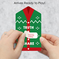 Ugly Sweater - Holiday and Christmas Party Game Pickle Cards - Truth, Dare, Share Pull Tabs - Set of 12