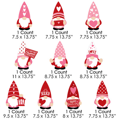 Valentine Gnomes - Lawn Decorations - Outdoor Valentine's Day Party Yard Decorations - 10 Piece