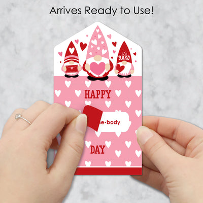 Valentine Gnomes - Valentine’s Day Cards for Kids - Happy Valentine’s Day Pull Tabs - Set of 12