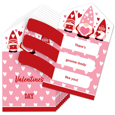 Valentine Gnomes - Valentine’s Day Cards for Kids - Happy Valentine’s Day Pull Tabs - Set of 12