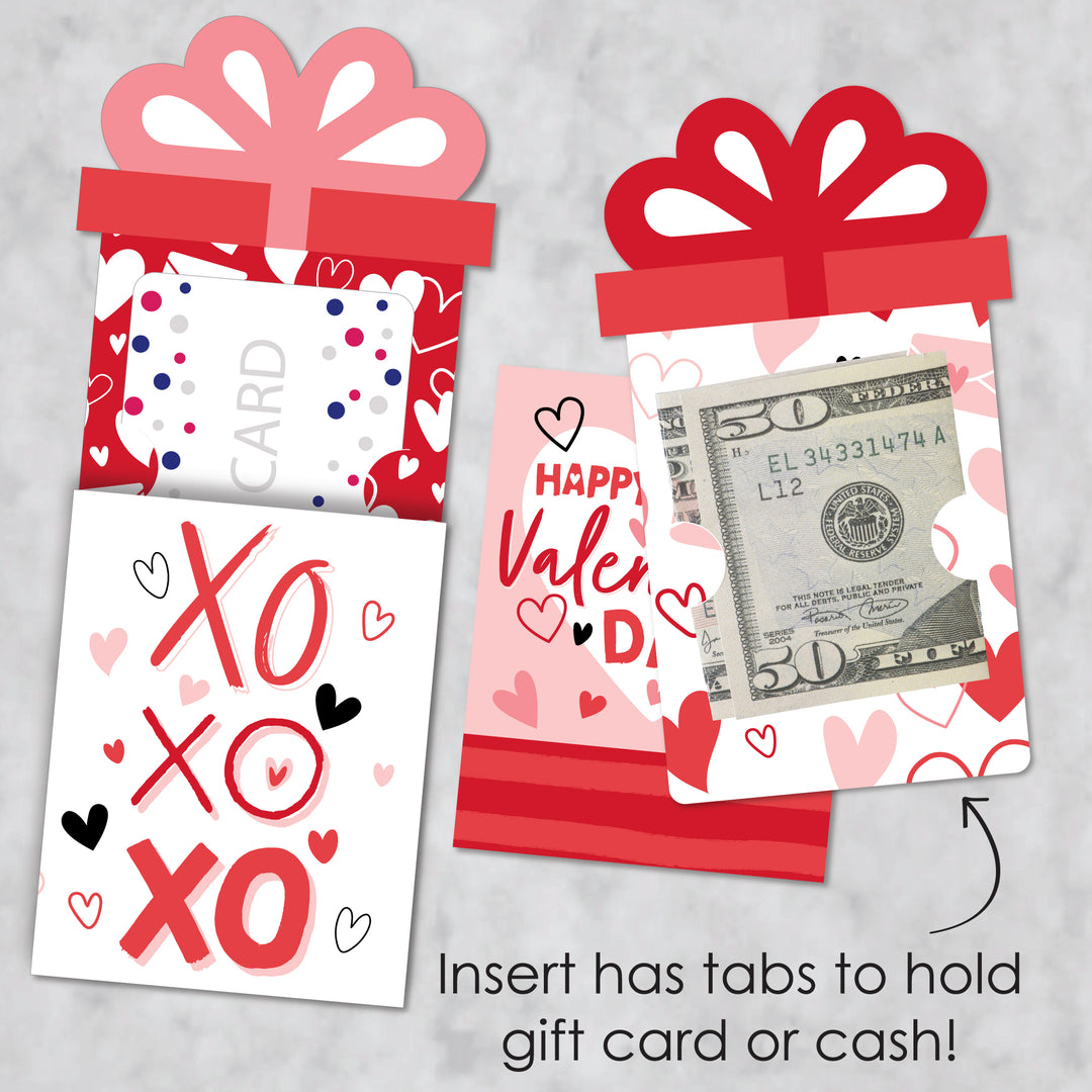 Assorted Happy Valentine's Day - Valentine Hearts Party Money and Gift Card Sleeves - Nifty Gifty Card Holders - Set of 8