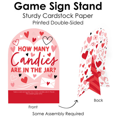 Happy Valentine’s Day - How Many Candies Valentine Hearts Party Game - 1 Stand and 40 Cards - Candy Guessing Game