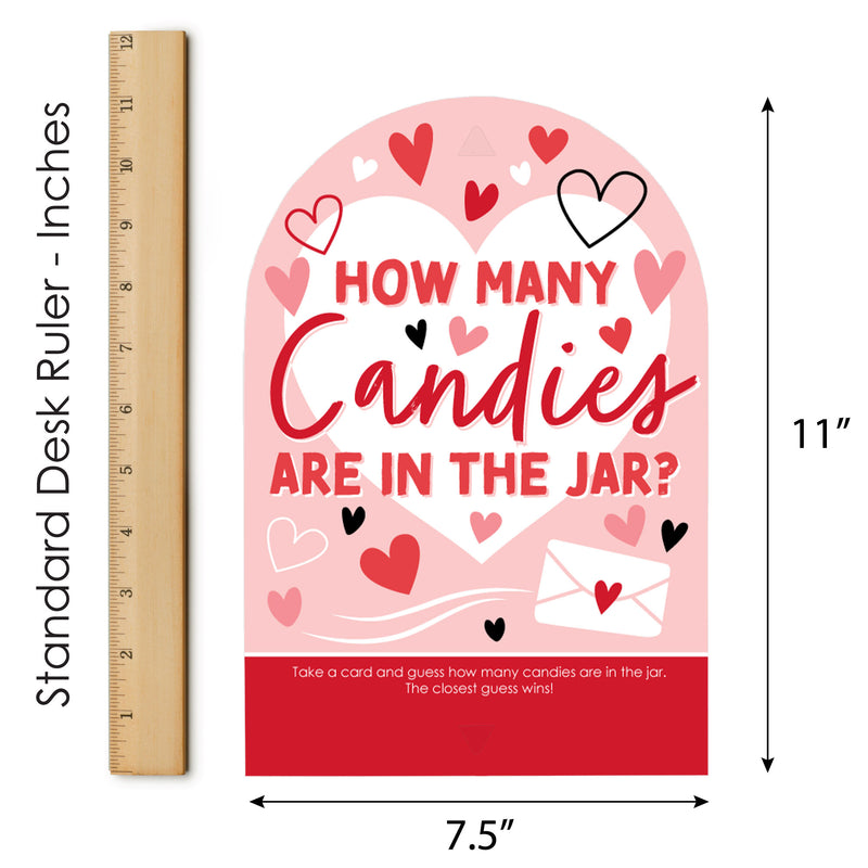 Happy Valentine’s Day - How Many Candies Valentine Hearts Party Game - 1 Stand and 40 Cards - Candy Guessing Game