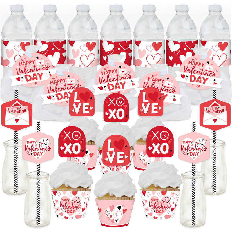 Happy Valentine’s Day - Valentine Hearts Party Favors and Cupcake Kit - Fabulous Favor Party Pack - 100 Pieces