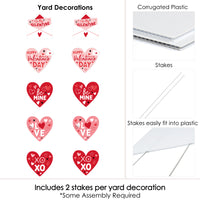 Happy Valentine's Day - Hearts, Envelope Lawn Decorations - Outdoor Valentine Hearts Party Yard Decorations - 10 Piece