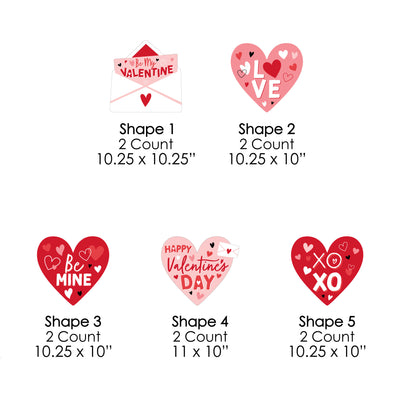 Happy Valentine's Day - Hearts, Envelope Lawn Decorations - Outdoor Valentine Hearts Party Yard Decorations - 10 Piece