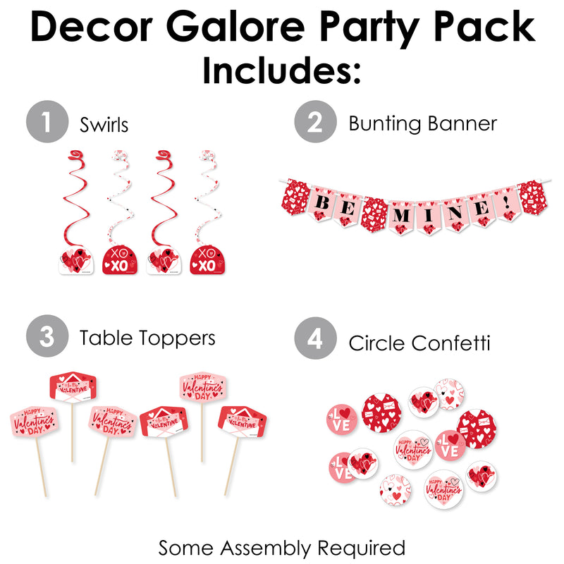 Happy Valentine’s Day - Valentine Hearts Party Supplies Decoration Kit - Decor Galore Party Pack - 51 Pieces