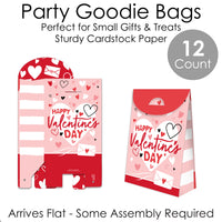 Happy Valentine’s Day - Valentine Hearts Gift Favor Bags - Party Goodie Boxes - Set of 12