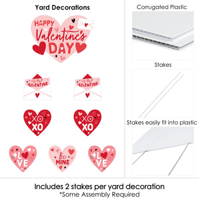 Happy Valentine's Day - Yard Sign and Outdoor Lawn Decorations - Valentine Hearts Party Yard Signs - Set of 8
