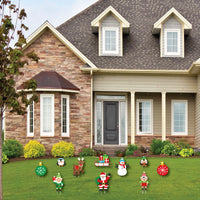 Very Merry Christmas - Santa, Elves, Penguins, Reindeer, Snowman, Sleigh, Ornaments Lawn Decorations - Outdoor Holiday Santa Claus Party Yard Decorations - 10 Piece