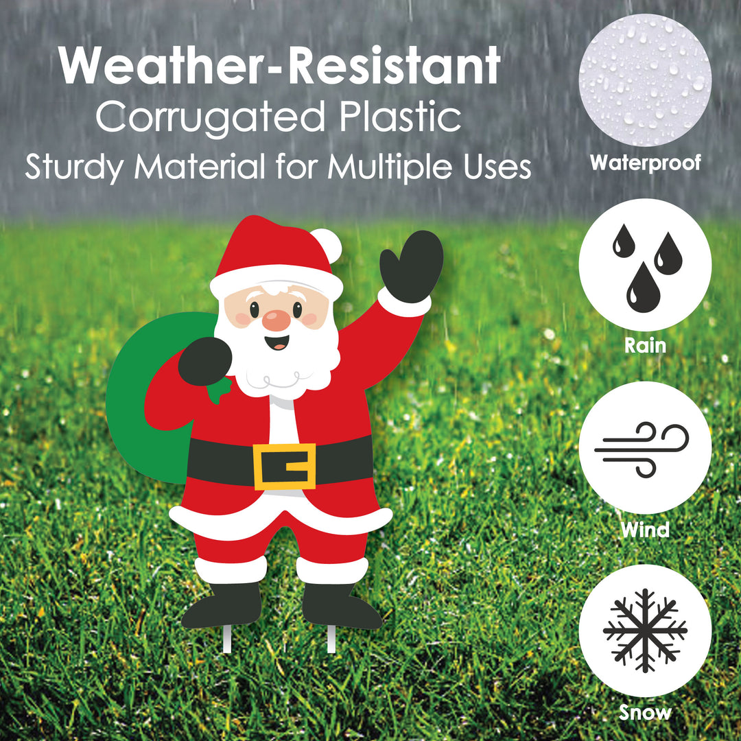 Very Merry Christmas - Santa, Elves, Penguins, Reindeer, Snowman, Sleigh, Ornaments Lawn Decorations - Outdoor Holiday Santa Claus Party Yard Decorations - 10 Piece