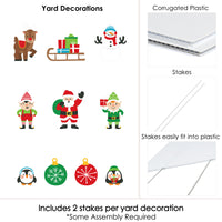 Very Merry Christmas - Santa, Elves, Penguins, Reindeer, Snowman, Sleigh, Ornaments Lawn Decorations - Outdoor Holiday Santa Claus Party Yard Decorations - 10 Piece