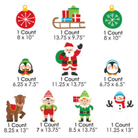 Very Merry Christmas - Santa, Elves, Penguins, Reindeer, Snowman, Sleigh, Ornaments Lawn Decorations - Outdoor Holiday Santa Claus Party Yard Decorations - 10 Piece