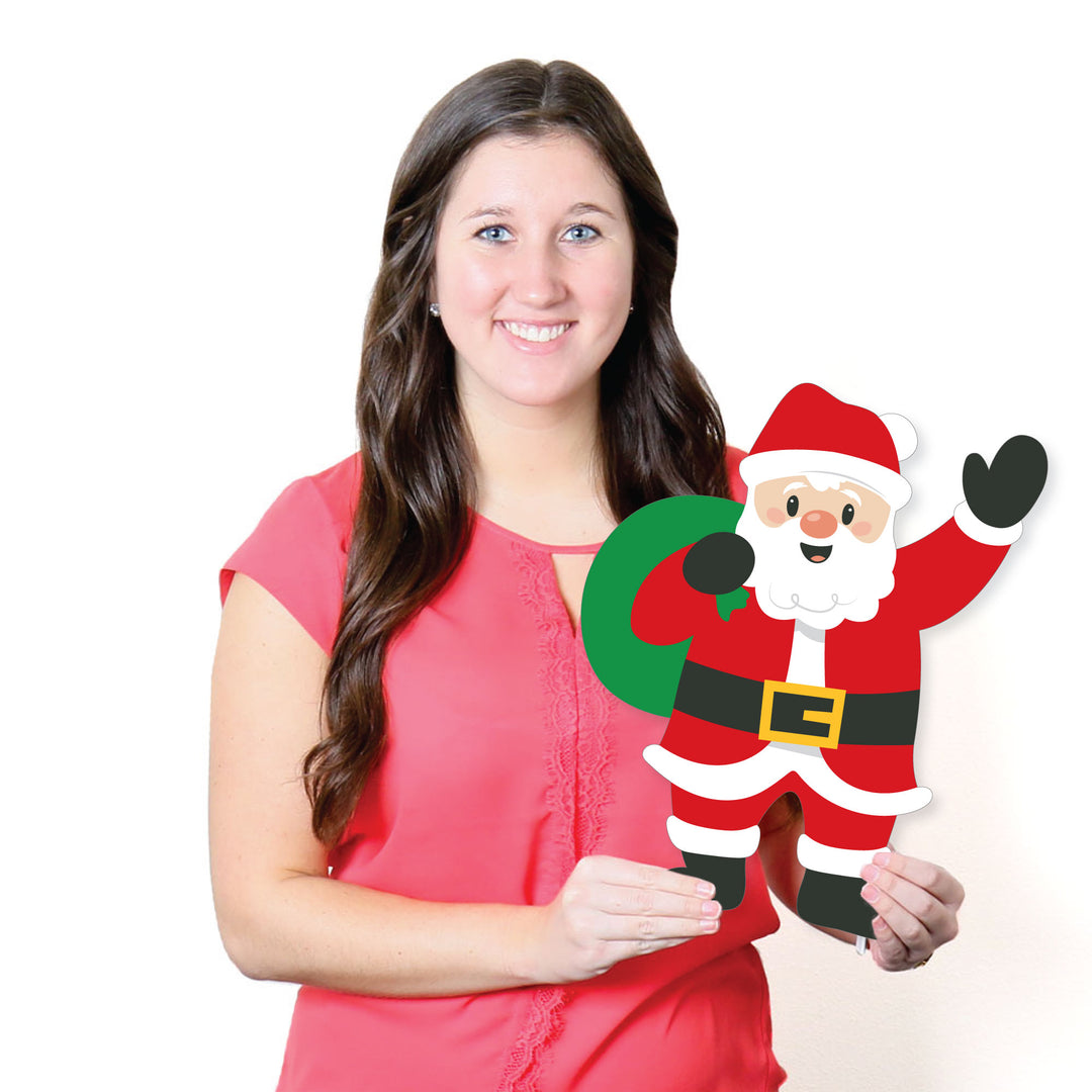 Very Merry Christmas - Santa, Elves, Penguins, Reindeer, Snowman, Sleigh, Ornaments Lawn Decorations - Outdoor Holiday Santa Claus Party Yard Decorations - 10 Piece