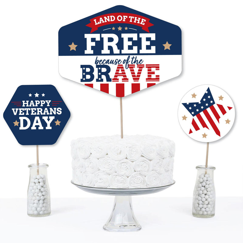Happy Veterans Day - Patriotic Centerpiece Sticks - Table Toppers - Set of 15