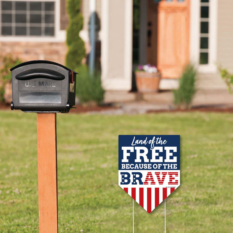 Happy Veterans Day - Outdoor Lawn Sign - Patriotic Yard Sign - Land of the Free - 1 Piece