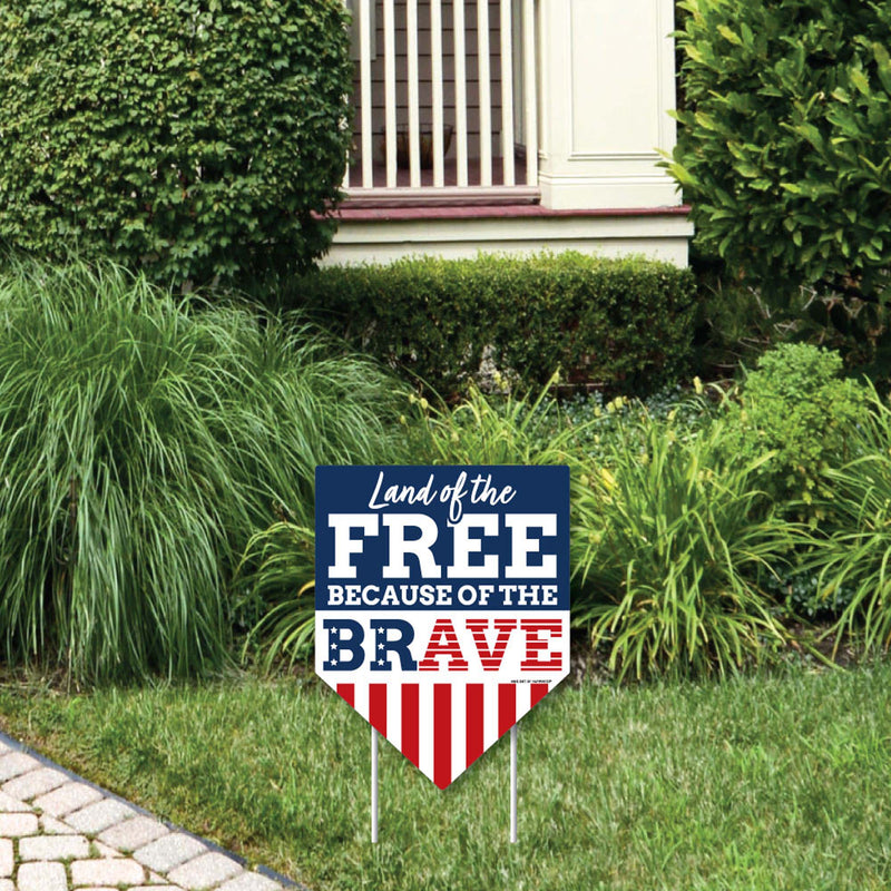 Happy Veterans Day - Outdoor Lawn Sign - Patriotic Yard Sign - Land of the Free - 1 Piece