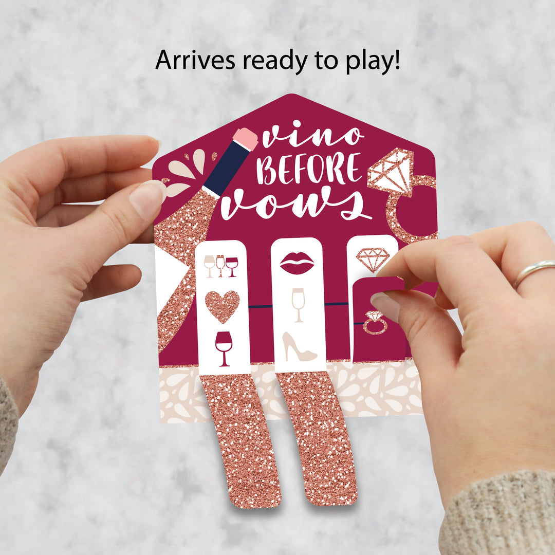 Vino Before Vows - Winery Bridal Shower or Bachelorette Party Game Pickle Cards - Pull Tabs 3-in-a-Row - Set of 12