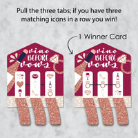 Vino Before Vows - Winery Bridal Shower or Bachelorette Party Game Pickle Cards - Pull Tabs 3-in-a-Row - Set of 12