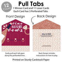 Vino Before Vows - Winery Bridal Shower or Bachelorette Party Game Pickle Cards - Pull Tabs 3-in-a-Row - Set of 12