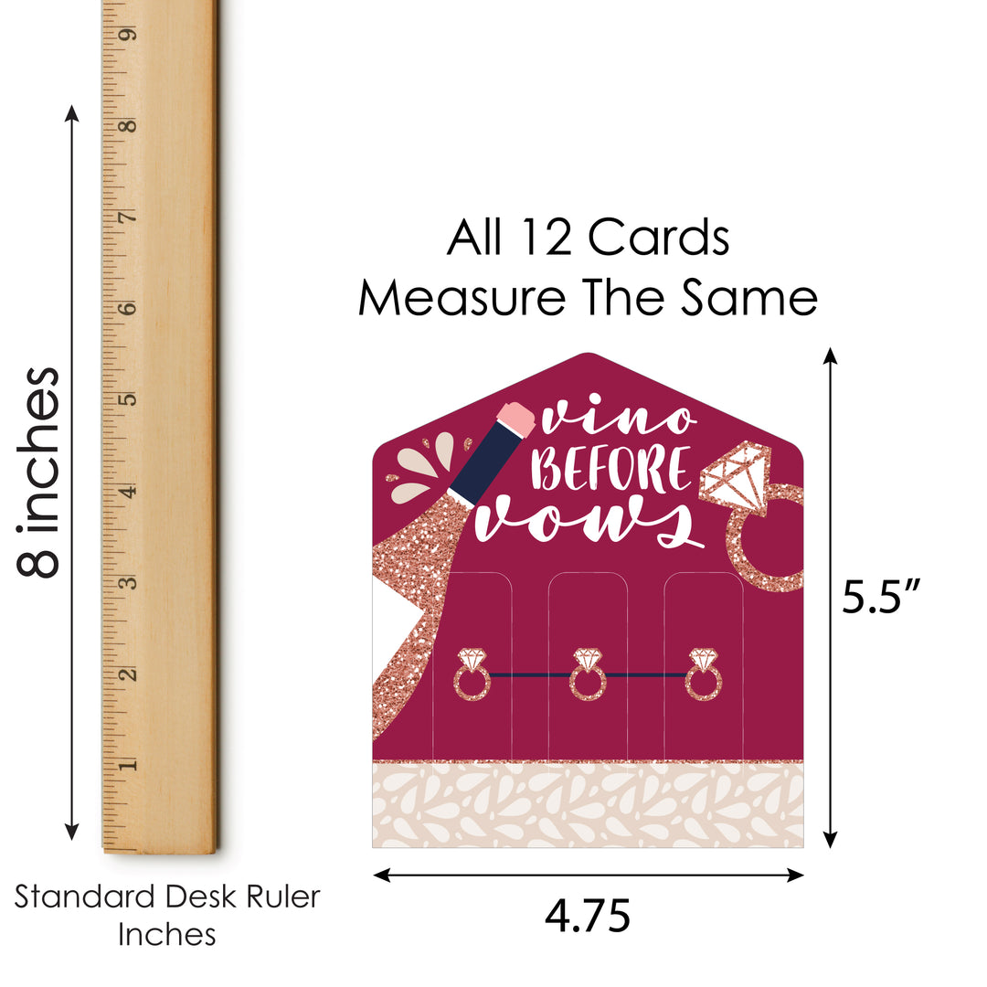 Vino Before Vows - Winery Bridal Shower or Bachelorette Party Game Pickle Cards - Pull Tabs 3-in-a-Row - Set of 12