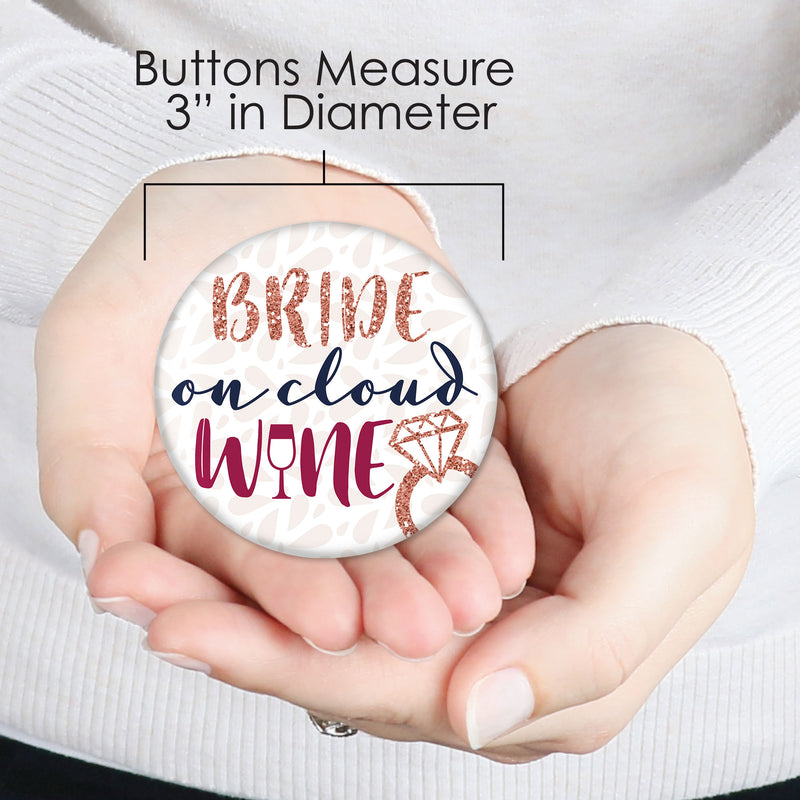 Vino Before Vows - 3 inch Winery Bridal Shower or Bachelorette Party Badge - Pinback Buttons - Set of 8