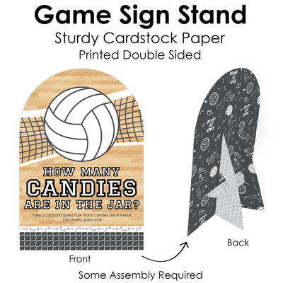 Bump, Set, Spike - Volleyball - How Many Candies Baby Shower or Birthday Party Game - 1 Stand and 40 Cards - Candy Guessing Game