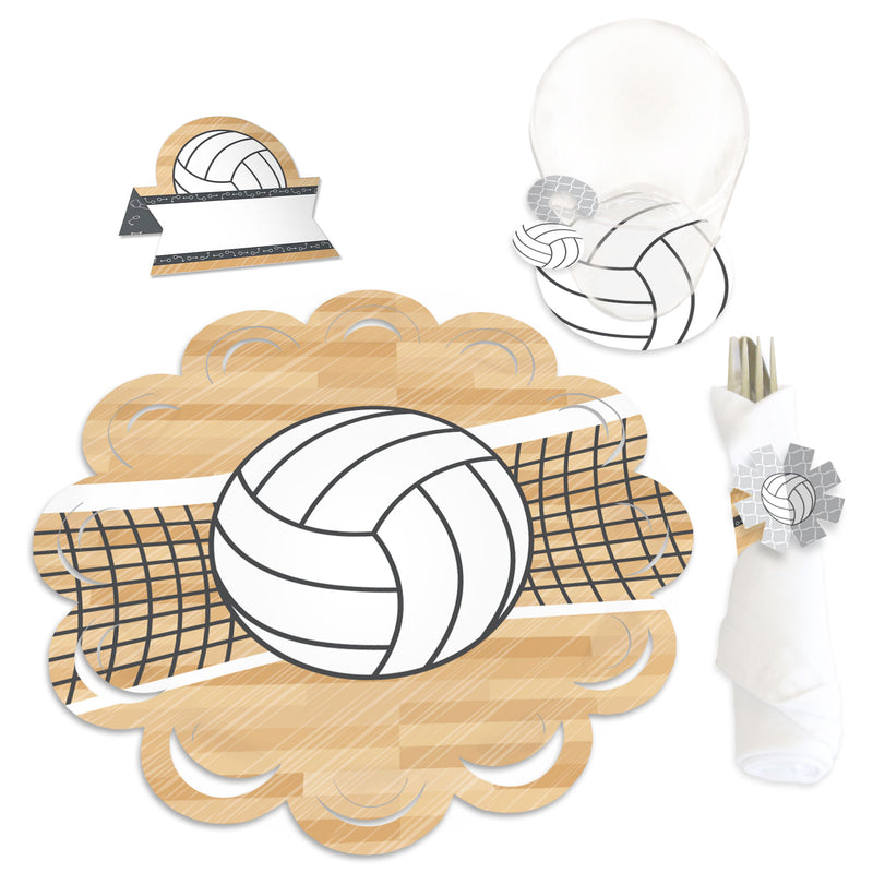 Bump, Set, Spike - Volleyball - Baby Shower or Birthday Party Paper Charger and Table Decorations - Chargerific Kit - Place Setting for 8