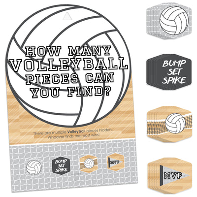 Bump, Set, Spike - Volleyball - Baby Shower or Birthday Party Scavenger Hunt - 1 Stand and 48 Game Pieces - Hide and Find Game