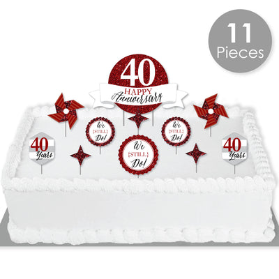 We Still Do - 40th Wedding Anniversary - Anniversary Party Cake Decorating Kit - Happy Anniversary Cake Topper Set - 11 Pieces