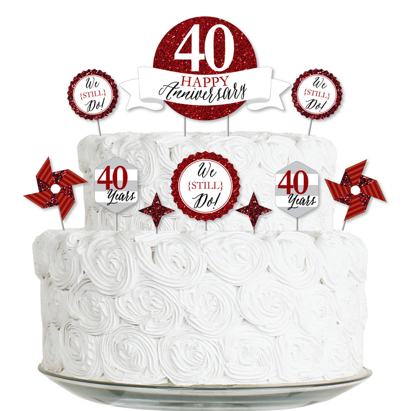 We Still Do - 40th Wedding Anniversary - Anniversary Party Cake Decorating Kit - Happy Anniversary Cake Topper Set - 11 Pieces
