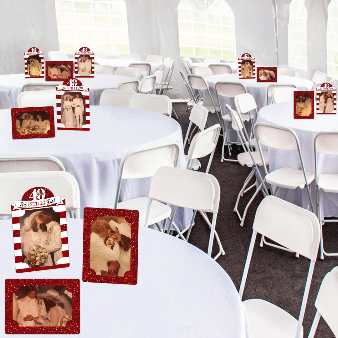 We Still Do - 40th Wedding Anniversary - Anniversary Party 4x6 Picture Display - Paper Photo Frames - Set of 12