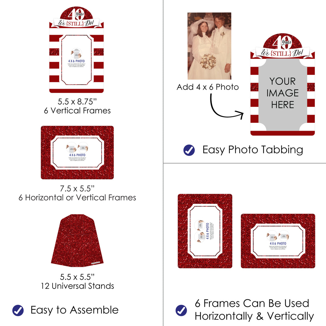 We Still Do - 40th Wedding Anniversary - Anniversary Party 4x6 Picture Display - Paper Photo Frames - Set of 12