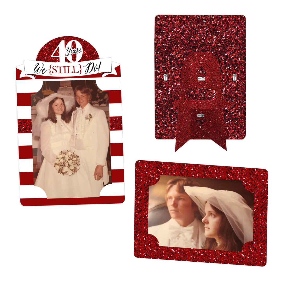 We Still Do - 40th Wedding Anniversary - Anniversary Party 4x6 Picture Display - Paper Photo Frames - Set of 12