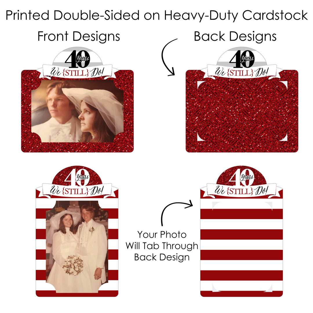 We Still Do - 40th Wedding Anniversary - Anniversary Party Picture Centerpiece Sticks - Photo Table Toppers - 15 Pieces