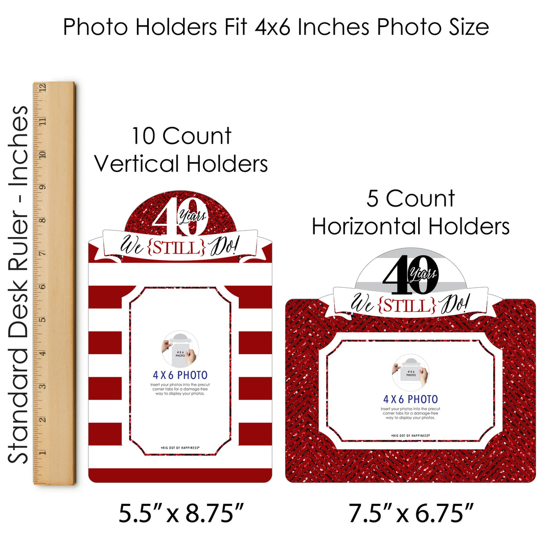 We Still Do - 40th Wedding Anniversary - Anniversary Party Picture Centerpiece Sticks - Photo Table Toppers - 15 Pieces