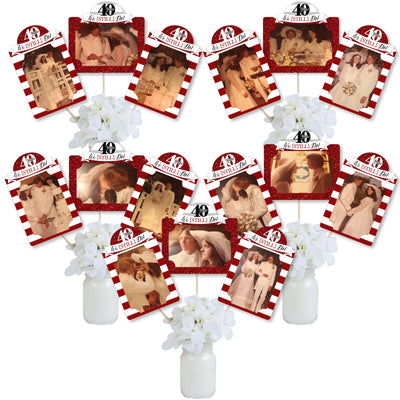 We Still Do - 40th Wedding Anniversary - Anniversary Party Picture Centerpiece Sticks - Photo Table Toppers - 15 Pieces