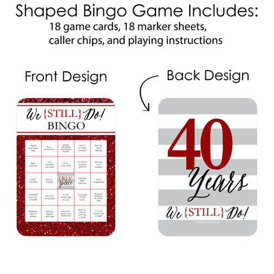 We Still Do - 40th Wedding Anniversary - Find the Guest Bingo Cards and Markers - Anniversary Party Bingo Game - Set of 18