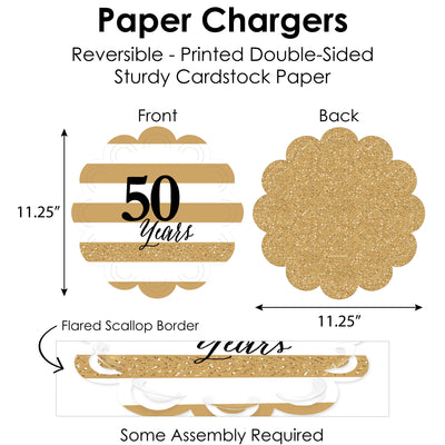 We Still Do - 50th Wedding Anniversary - Anniversary Party Paper Charger and Table Decorations - Chargerific Kit - Place Setting for 8