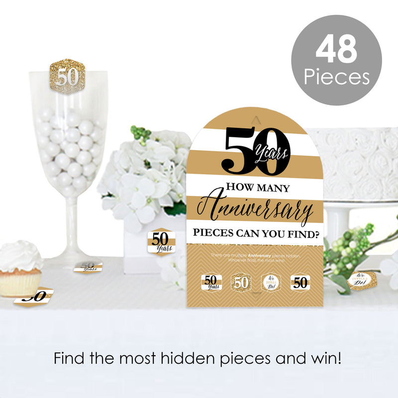 We Still Do - 50th Wedding Anniversary - Anniversary Party Scavenger Hunt - 1 Stand and 48 Game Pieces - Hide and Find Game