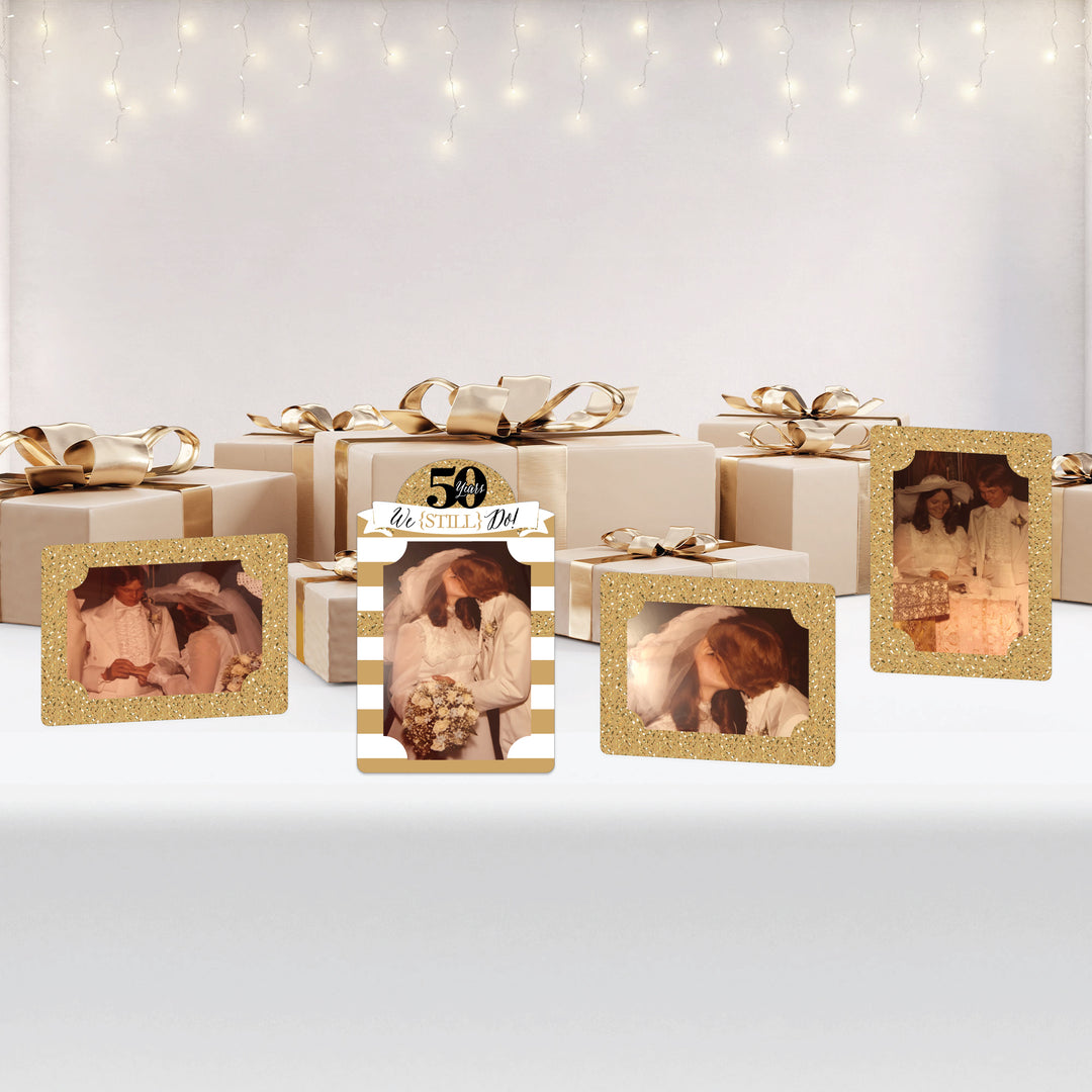 We Still Do - 50th Wedding Anniversary - Anniversary Party 4x6 Picture Display - Paper Photo Frames - Set of 12
