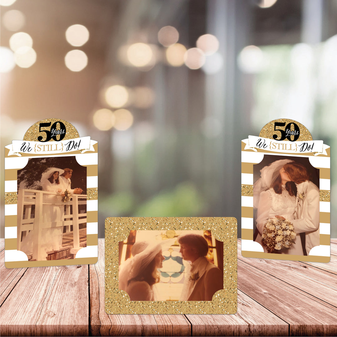 We Still Do - 50th Wedding Anniversary - Anniversary Party 4x6 Picture Display - Paper Photo Frames - Set of 12