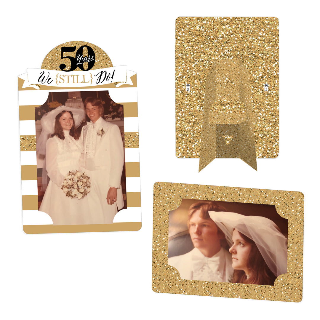 We Still Do - 50th Wedding Anniversary - Anniversary Party 4x6 Picture Display - Paper Photo Frames - Set of 12